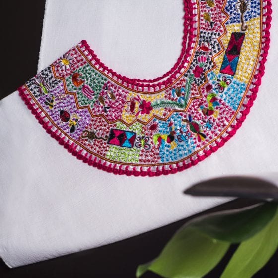 Huipil-embroidered kaftan dress-womens