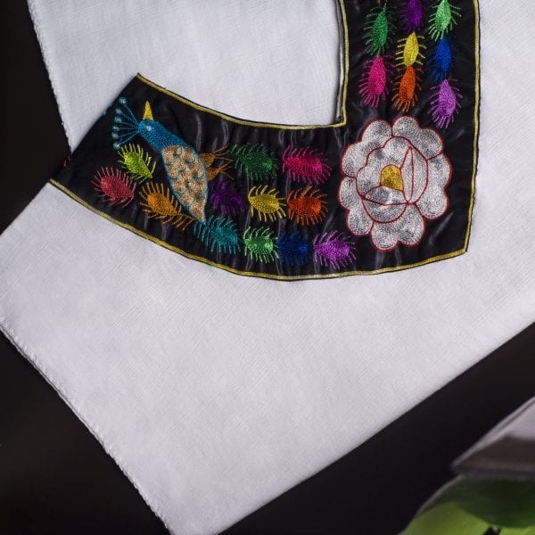 Huipil-embroidered kaftan dress-womens-cuello v